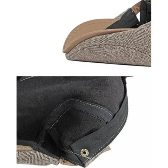 New Flat Cap Adjustable Tweed Ivy Gatsby Cabbie Hat Black - Picture 6 of 8